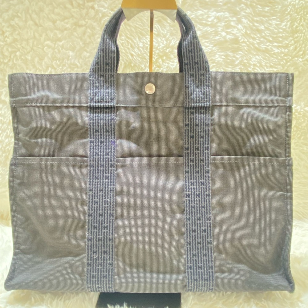 Pre-owned UNISEX 100% AUTHENTIC HERMES HERLINE BAG in GRAY CANVAS